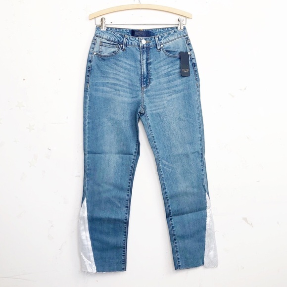 RACHEL Roy hi rise cropped raw hem sequin detail jeans - Picture 13 of 13